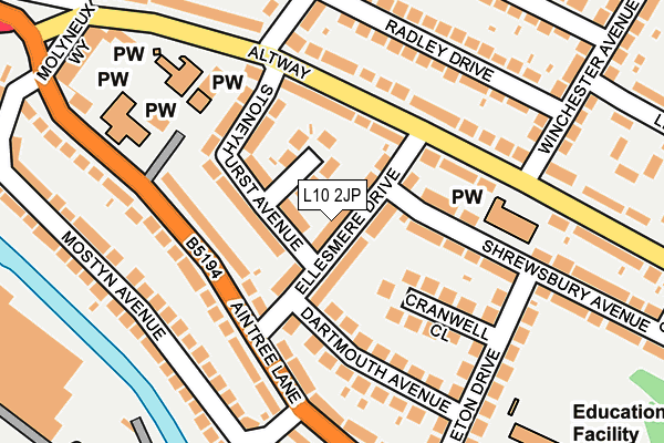 L10 2JP map - OS OpenMap – Local (Ordnance Survey)