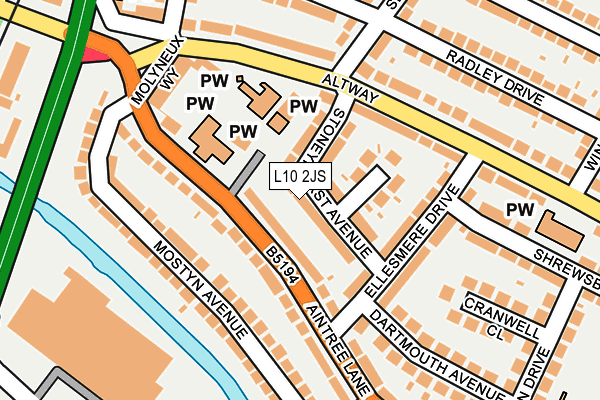 L10 2JS map - OS OpenMap – Local (Ordnance Survey)