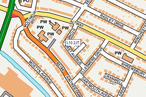 L10 2JT map - OS OpenMap – Local (Ordnance Survey)