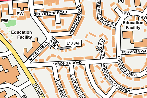 L10 9AP map - OS OpenMap – Local (Ordnance Survey)