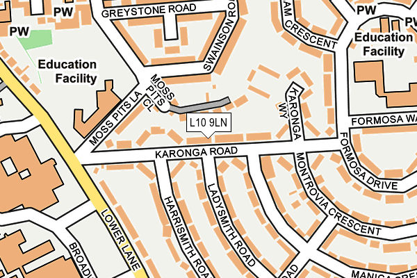 L10 9LN map - OS OpenMap – Local (Ordnance Survey)