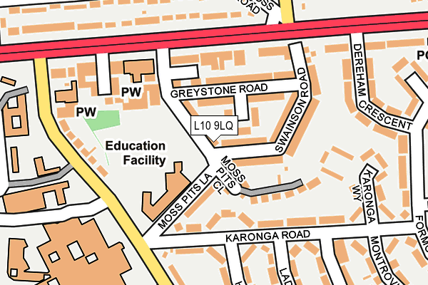 L10 9LQ map - OS OpenMap – Local (Ordnance Survey)