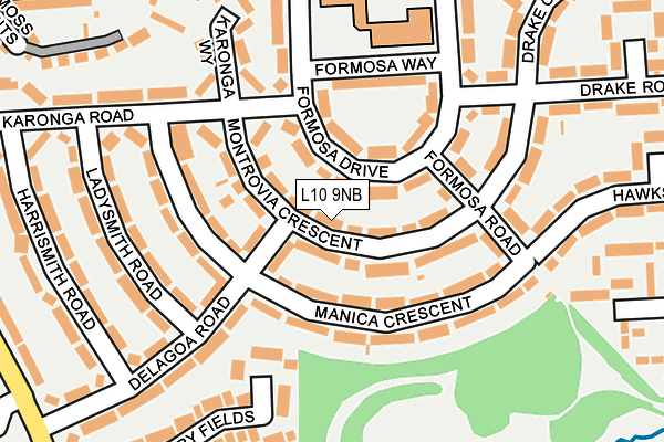 L10 9NB map - OS OpenMap – Local (Ordnance Survey)
