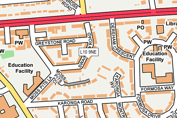 L10 9NE map - OS OpenMap – Local (Ordnance Survey)