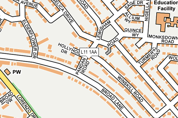 L11 1AA map - OS OpenMap – Local (Ordnance Survey)