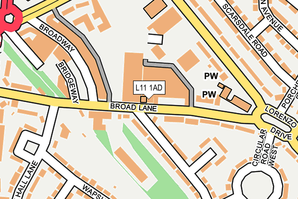 L11 1AD map - OS OpenMap – Local (Ordnance Survey)