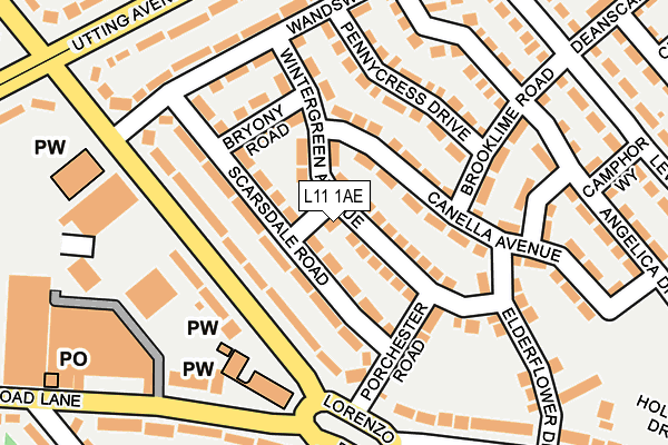 L11 1AE map - OS OpenMap – Local (Ordnance Survey)