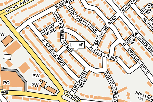 L11 1AF map - OS OpenMap – Local (Ordnance Survey)