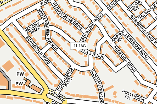 L11 1AG map - OS OpenMap – Local (Ordnance Survey)