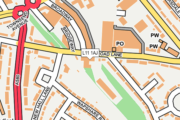 L11 1AJ map - OS OpenMap – Local (Ordnance Survey)