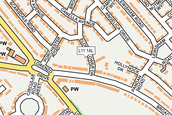 L11 1AL map - OS OpenMap – Local (Ordnance Survey)