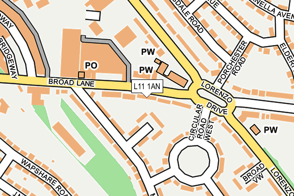 L11 1AN map - OS OpenMap – Local (Ordnance Survey)