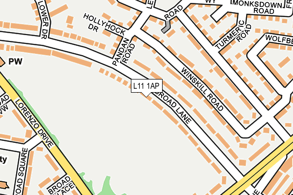 L11 1AP map - OS OpenMap – Local (Ordnance Survey)