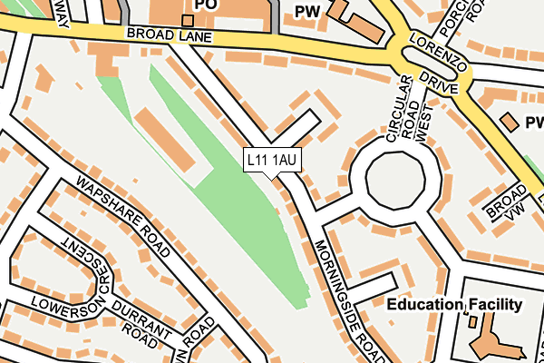 L11 1AU map - OS OpenMap – Local (Ordnance Survey)