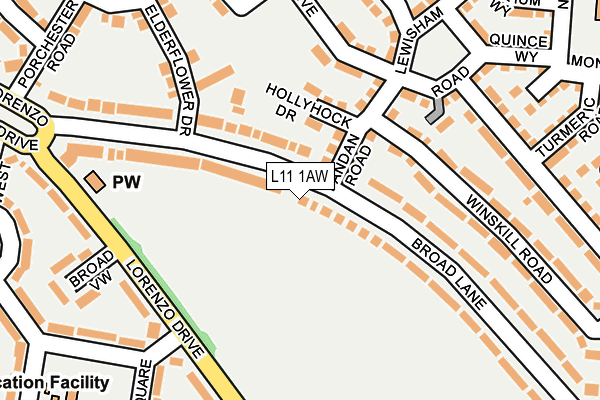 L11 1AW map - OS OpenMap – Local (Ordnance Survey)