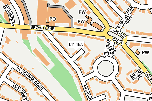 L11 1BA map - OS OpenMap – Local (Ordnance Survey)