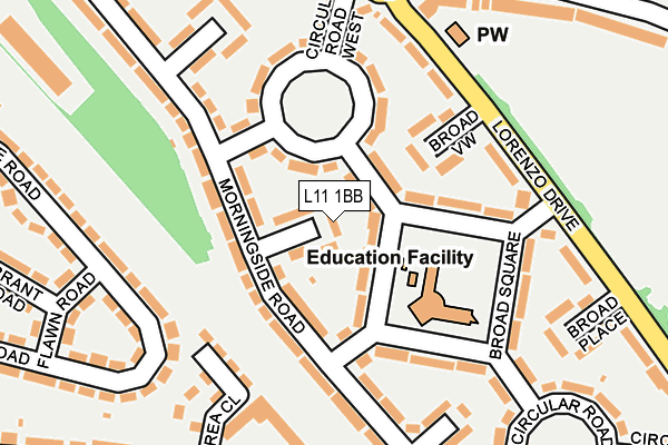 L11 1BB map - OS OpenMap – Local (Ordnance Survey)