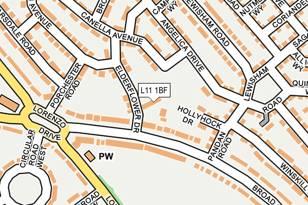 L11 1BF map - OS OpenMap – Local (Ordnance Survey)