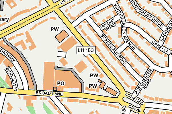 L11 1BQ map - OS OpenMap – Local (Ordnance Survey)