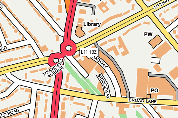 L11 1BZ map - OS OpenMap – Local (Ordnance Survey)