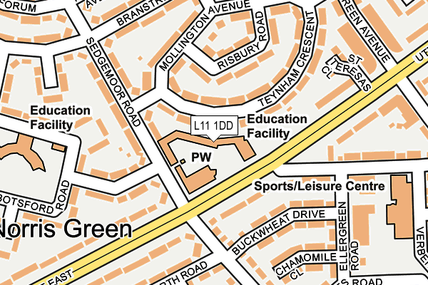 L11 1DD map - OS OpenMap – Local (Ordnance Survey)