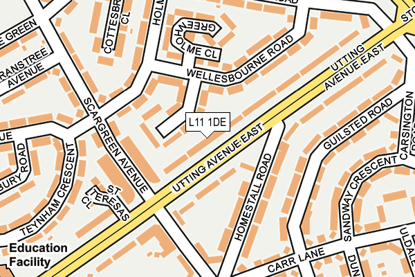 L11 1DE map - OS OpenMap – Local (Ordnance Survey)