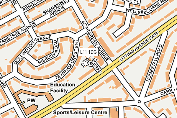 L11 1DG map - OS OpenMap – Local (Ordnance Survey)