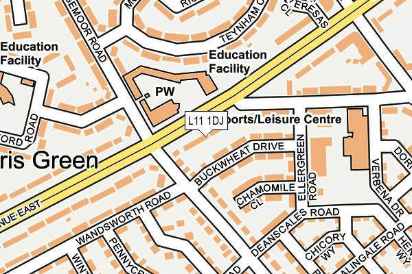 L11 1DJ map - OS OpenMap – Local (Ordnance Survey)