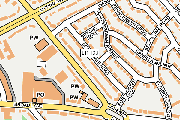 L11 1DU map - OS OpenMap – Local (Ordnance Survey)