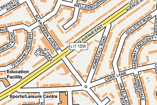 L11 1DW map - OS OpenMap – Local (Ordnance Survey)