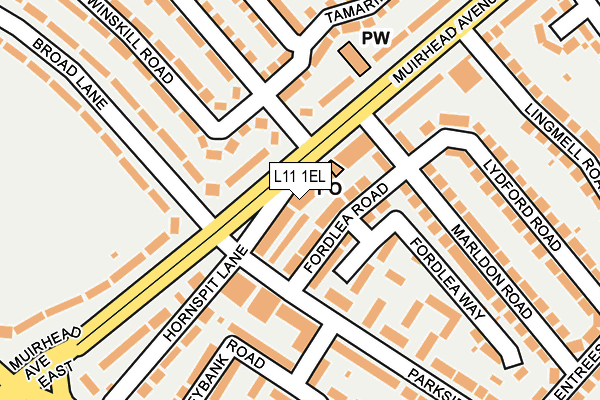 L11 1EL map - OS OpenMap – Local (Ordnance Survey)