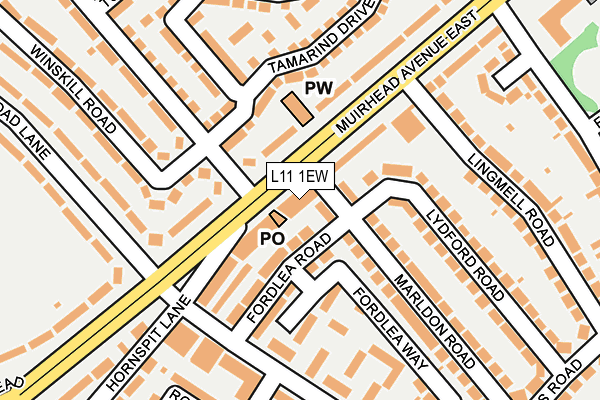 L11 1EW map - OS OpenMap – Local (Ordnance Survey)