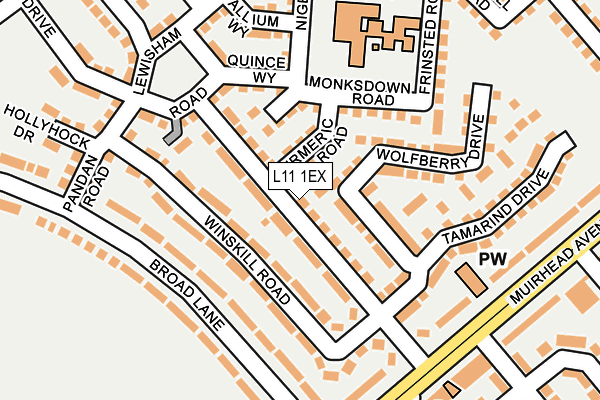 L11 1EX map - OS OpenMap – Local (Ordnance Survey)