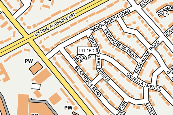 L11 1FD map - OS OpenMap – Local (Ordnance Survey)