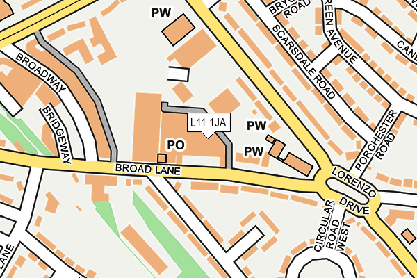 L11 1JA map - OS OpenMap – Local (Ordnance Survey)