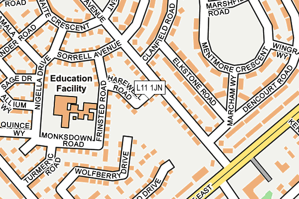 L11 1JN map - OS OpenMap – Local (Ordnance Survey)
