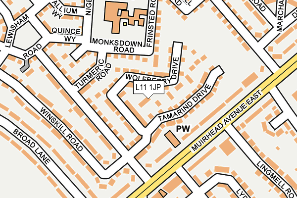 L11 1JP map - OS OpenMap – Local (Ordnance Survey)