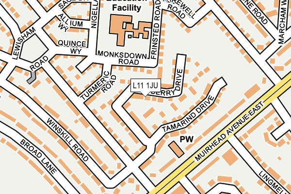 L11 1JU map - OS OpenMap – Local (Ordnance Survey)