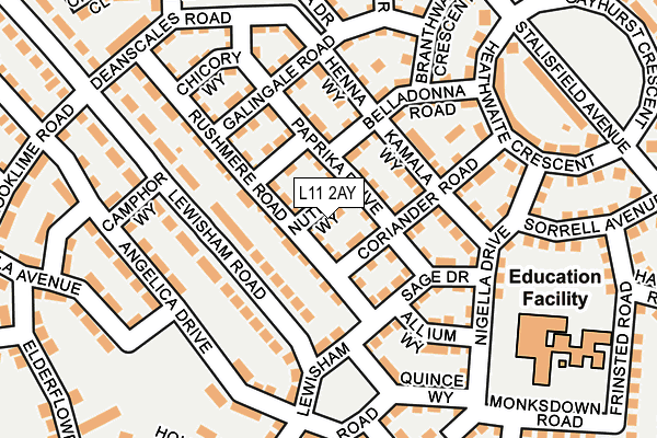 L11 2AY map - OS OpenMap – Local (Ordnance Survey)