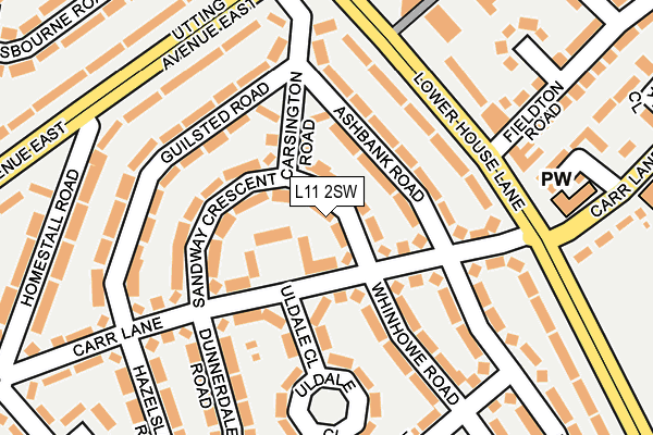 L11 2SW map - OS OpenMap – Local (Ordnance Survey)