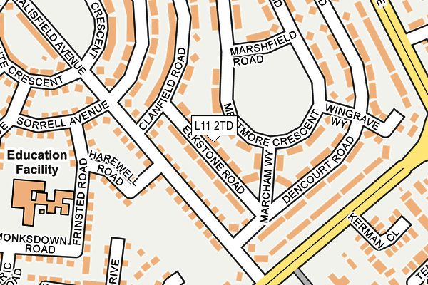 L11 2TD map - OS OpenMap – Local (Ordnance Survey)