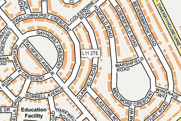 L11 2TE map - OS OpenMap – Local (Ordnance Survey)