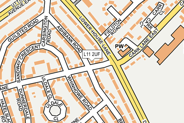L11 2UF map - OS OpenMap – Local (Ordnance Survey)
