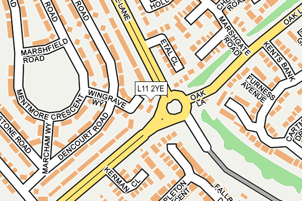 L11 2YE map - OS OpenMap – Local (Ordnance Survey)