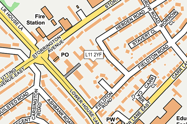 L11 2YF map - OS OpenMap – Local (Ordnance Survey)