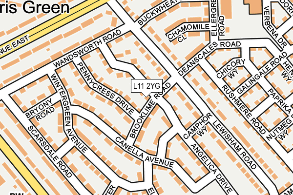 L11 2YG map - OS OpenMap – Local (Ordnance Survey)