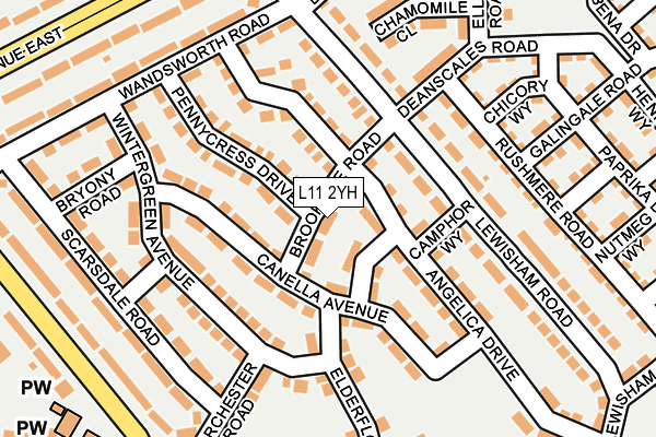 L11 2YH map - OS OpenMap – Local (Ordnance Survey)