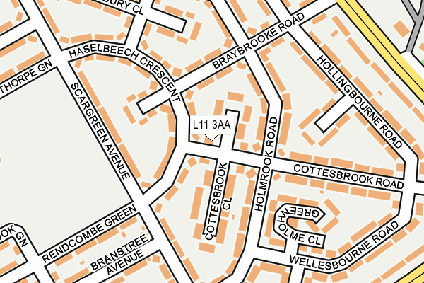 L11 3AA map - OS OpenMap – Local (Ordnance Survey)