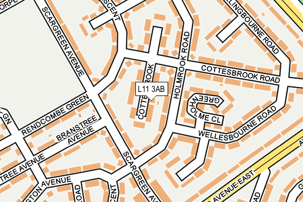 L11 3AB map - OS OpenMap – Local (Ordnance Survey)