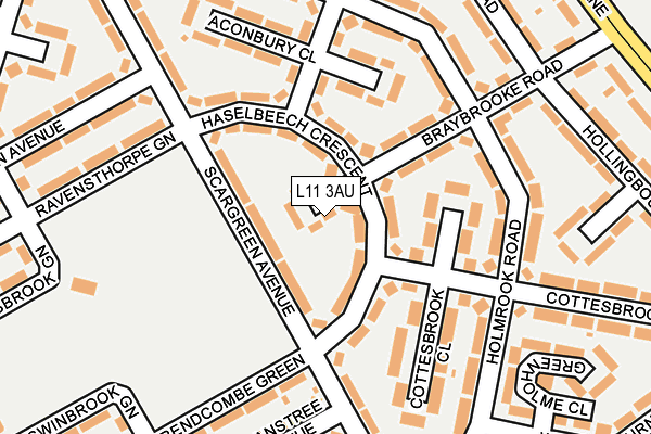 L11 3AU map - OS OpenMap – Local (Ordnance Survey)